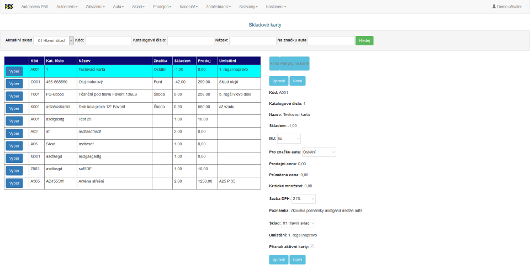 Webová aplikace Autoservis Sazby DPH - ukázka