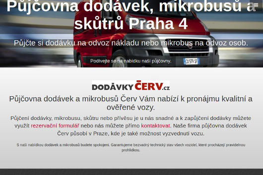 Dodávky Červ - půjčovna dodávek, skůtrů, mikrobusů a přepravníků na auta.